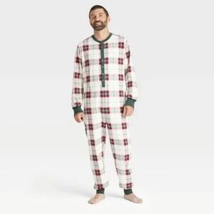 Hearth & Hand With Magnolia Mens Holiday Plaid Union Suit Pajama 2XL Red Green